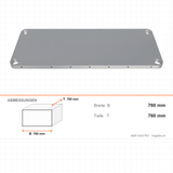 Regalboden glatt, Edelstahl 201, 360×760 mm, 250 kg Tragkraft – Abmessungen