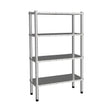 Edelstahlregal AISI 304, 360×1370×1800 mm, 4 Ablagen, geschlossene Flachböden, 250 kg pro Boden – Produktbild