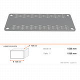 Edelstahlregal AISI 201, 610×1520 mm, Lochböden, 250 kg pro Boden – Abmessungen