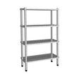 Edelstahlregal AISI 304, 360×910×1800 mm, 4 Ablagen, Lochböden, 250 kg pro Boden – Produktbild