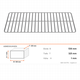 Drahtrost grillagé, GN 1/1, 530×325 mm, für Neutralgeräte, Edelstahl 304 – Abmessungen