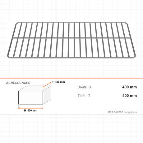 Drahtrost grillagé, 600×400 mm, für Neutralgeräte, Edelstahl 304 – Abmessungen