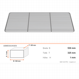 Drahtrost grillagé, GN 1/1, 530×325 mm, für Neutralgeräte, Edelstahl – Abmessungen