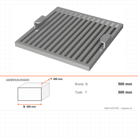 Flammschutzfilter, Edelstahl, 500×500 mm, für Dunstabzugshaube – Abmessungen