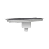 Edelstahl Ablaufboden, 300×300×150 mm, Bodenauslass Ø 74 mm – Produktbild