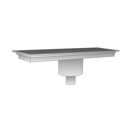 Ablaufboden mit Mittelablauf, Ø 74 mm, 300×500×150 mm, für Neutralregale, Edelstahl – Produktbild