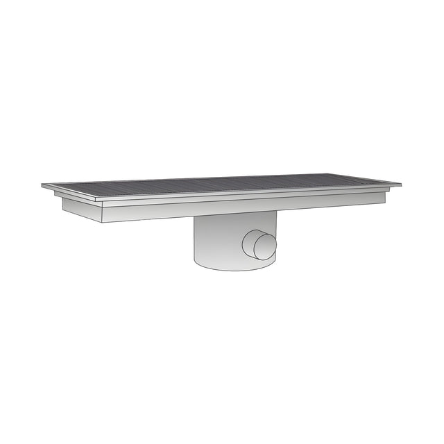 Ablaufboden seitlich, Ø 74 mm, 300×740×150 mm, für Neutralregale, Edelstahl – Produktbild