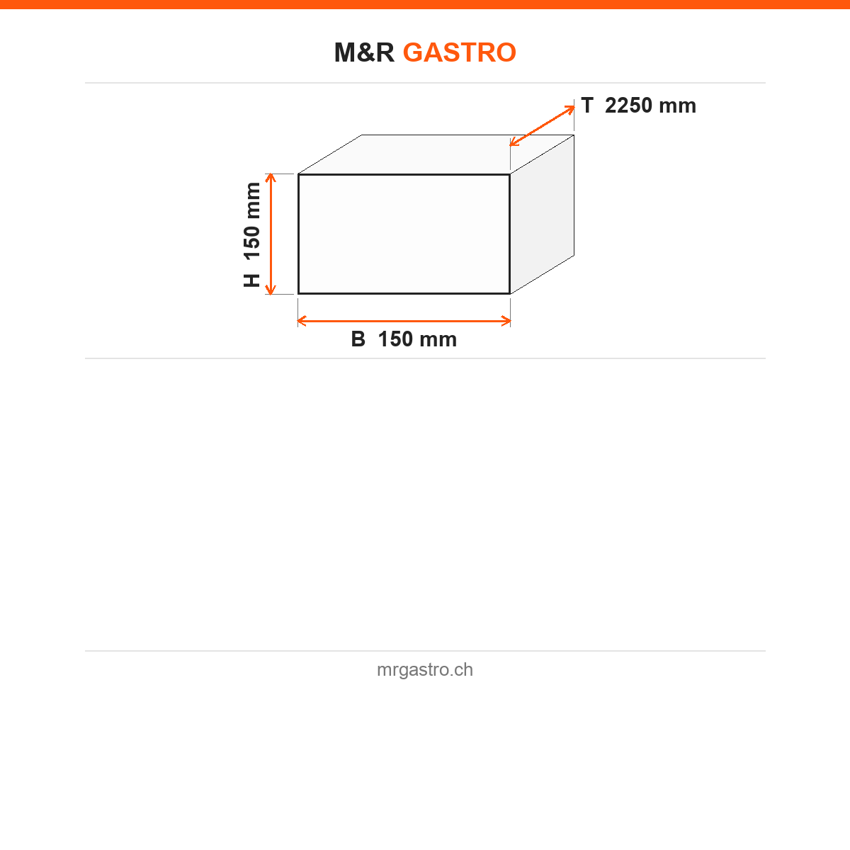 Ablaufboden mit Mittelablauf, Ø 74 mm, 300×2250×150 mm, für Neutralregale, Edelstahl – Technische Daten