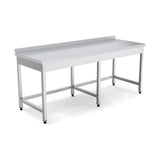 Edelstahl Arbeitstisch, mit Rückwand, höhenverstellbare Füße, 1600×600×850 mm – Produktbild