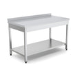 Edelstahl Arbeitstisch, 1400×600×850 mm, mit Aufkantung, höhenverstellbar – Produktbild