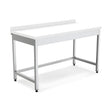 Edelstahl Arbeitstisch, 1400×600×850 mm, mit Aufkantung, Polyethylen-Arbeitsplatte, höhenverstellbar – Produktbild