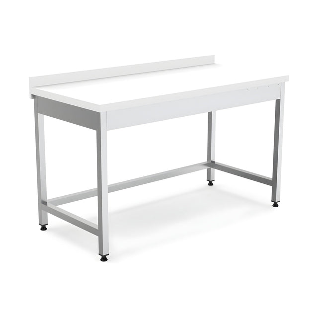 Edelstahl Arbeitstisch, 1800×600×850 mm, mit Aufkantung, Polyethylen-Arbeitsplatte, höhenverstellbar – Produktbild