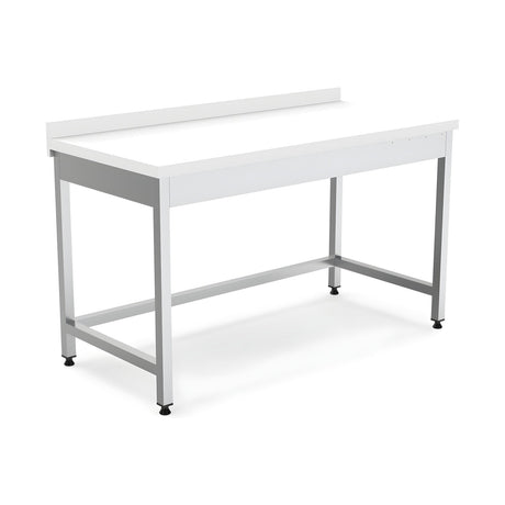 Edelstahl Arbeitstisch, 2000×600×850 mm, mit Aufkantung, Polyethylen-Arbeitsplatte, höhenverstellbar – Produktbild