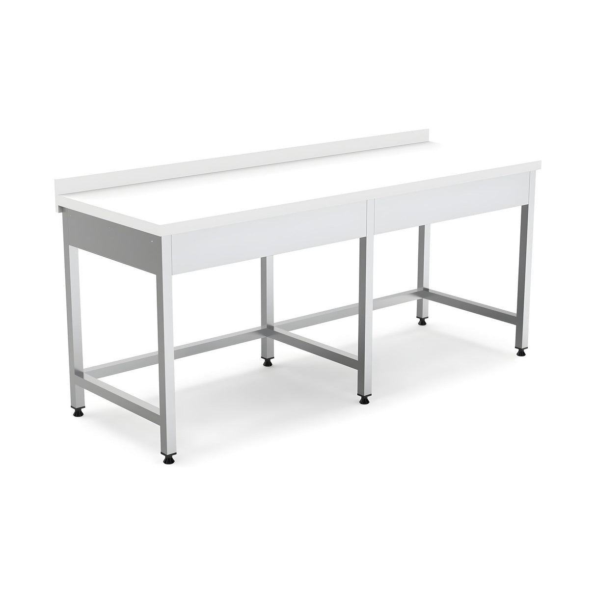 Edelstahl Arbeitstisch, 1400×700×850 mm, mit Aufkantung, Polyethylen-Arbeitsplatte, höhenverstellbar – Produktbild