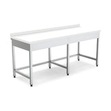 Edelstahl Arbeitstisch, 2000×700×850 mm, mit Aufkantung, Polyethylen-Arbeitsplatte, höhenverstellbar – Produktbild