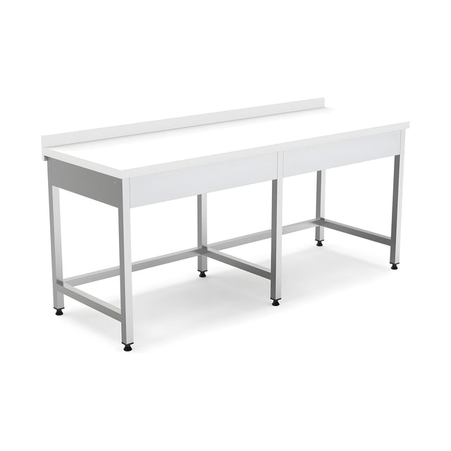 Edelstahl Arbeitstisch, 2000×700×850 mm, mit Aufkantung, Polyethylen-Arbeitsplatte, höhenverstellbar – Produktbild