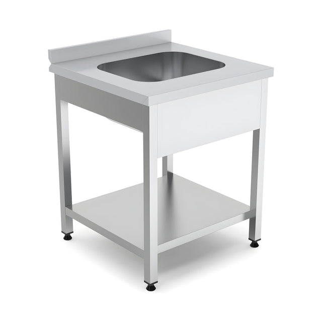 Spültisch, 1 Becken, 600×600×850 mm, mit Grundboden, mit Aufkantung – Produktbild