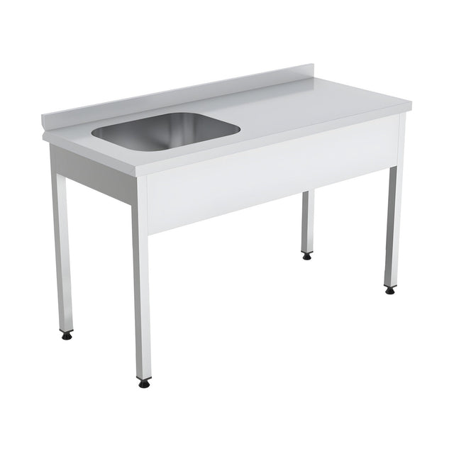 Spültisch, 1 Becken rechts, 1600×600×850 mm, mit Aufkantung – Produktbild