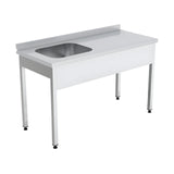 Spültisch, 1 Becken links, 1200×700×850 mm, Edelstahl – Produktbild