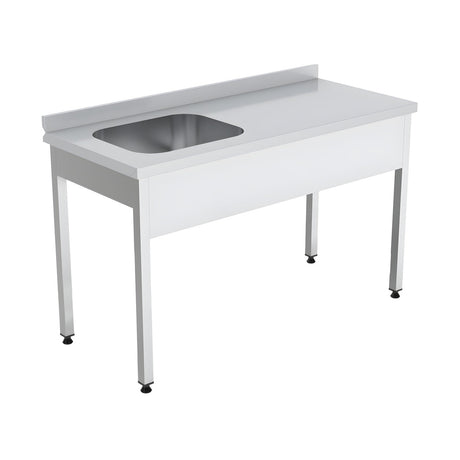 Spültisch, 1 Becken links, 1600×700×850 mm, mit Aufkantung – Produktbild