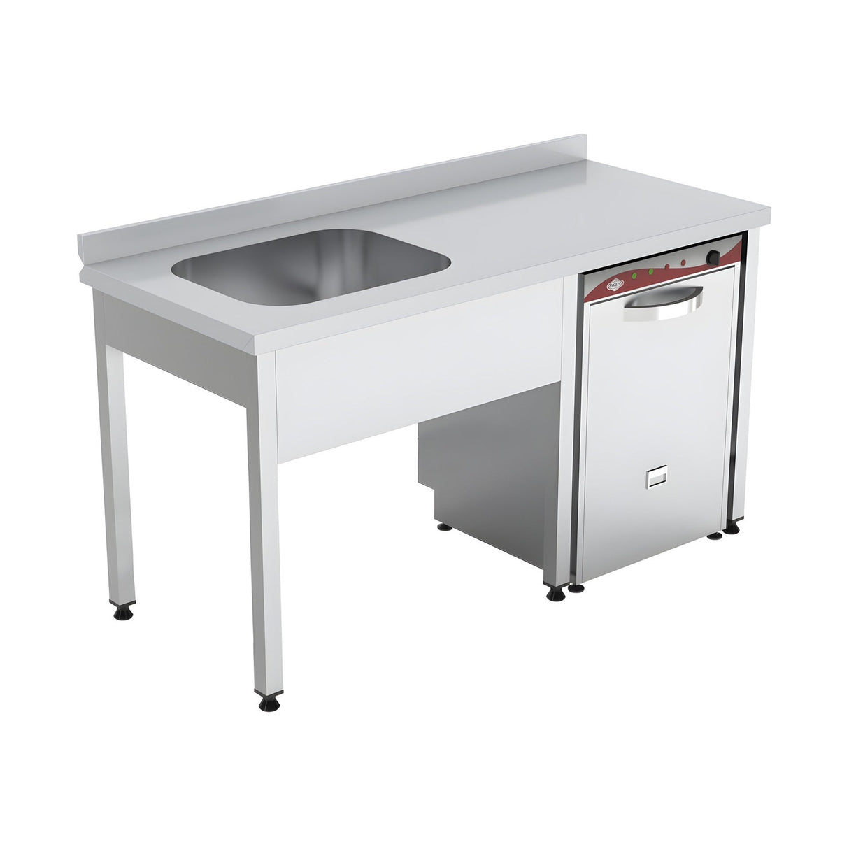 Spültisch, 1 Becken links, 2000×700×850 mm, mit Aufkantung – Produktbild