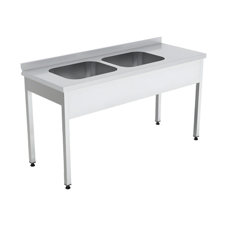 Spültisch, 2 Becken rechts, 1400×600×850 mm, mit Aufkantung – Produktbild