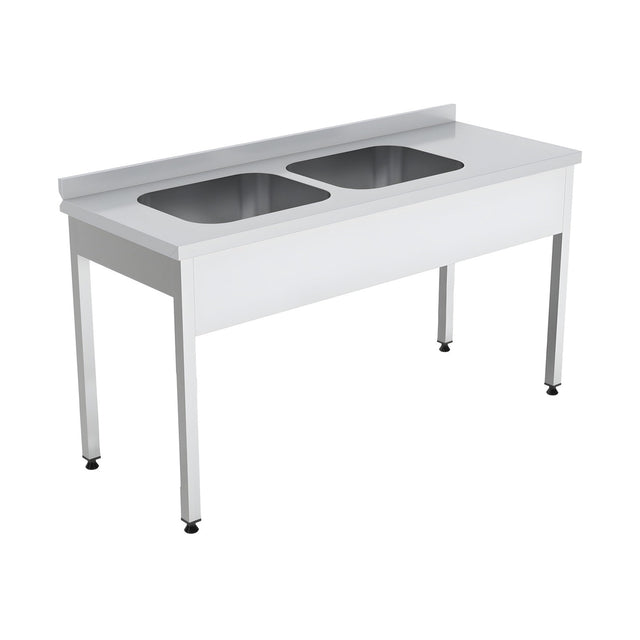 Spültisch, 2 Becken links, 2000×700×850 mm, Edelstahl – Produktbild