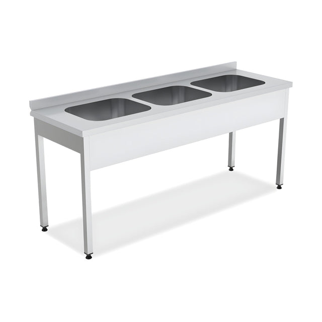 Spültisch, 3 Becken, 1800×600×850 mm, mit Aufkantung – Produktbild