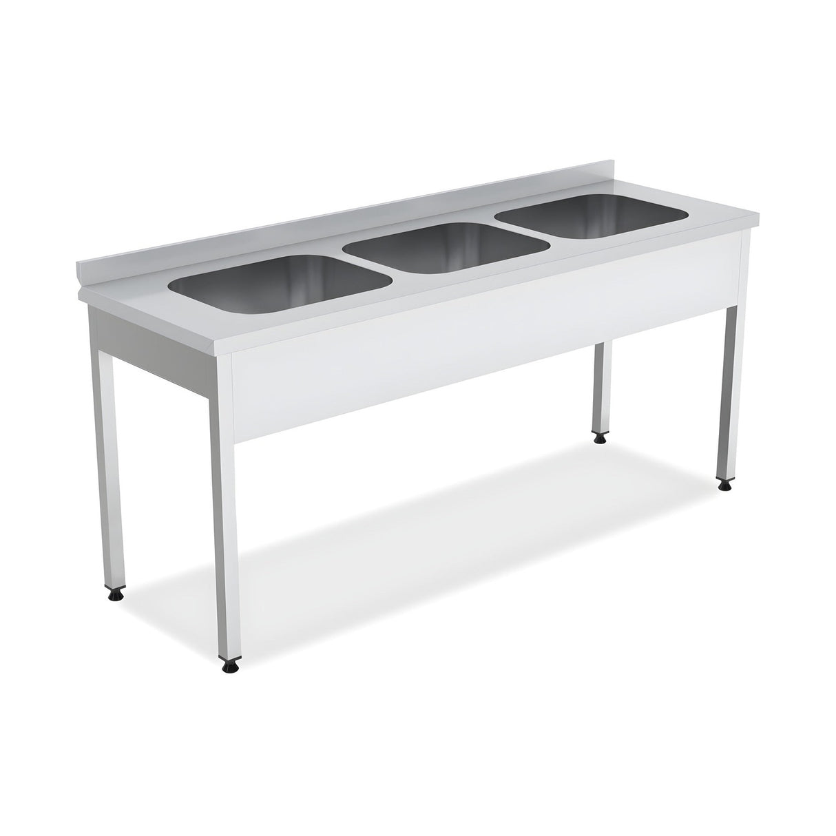 Spültisch, 3 Becken, 1800×700×850 mm, Edelstahl – Produktbild