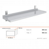 Wandregal, 1 Ebene, 1800×400 mm, platzsparende Wandablage – Abmessungen