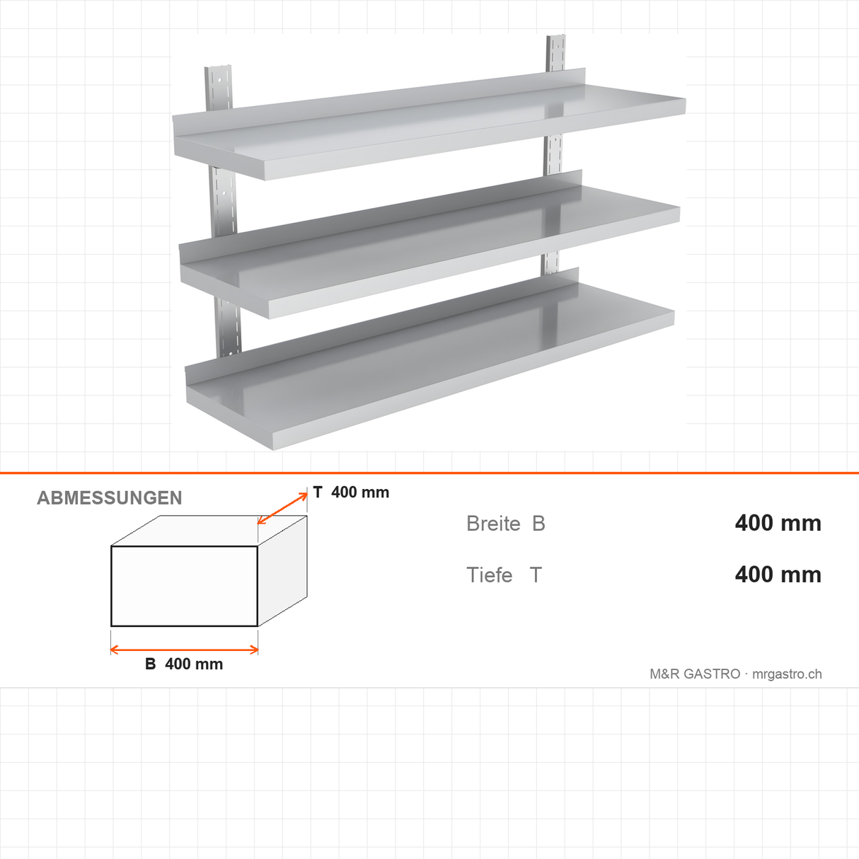 Wandregal, 3 Ebenen, 1000×400 mm, platzsparende Wandablage – Abmessungen