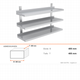 Wandregal, 3 Ebenen, 1000×400 mm, platzsparende Wandablage – Abmessungen