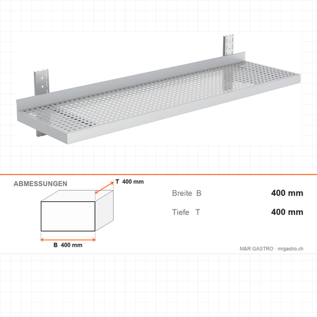 Wandregal, 1 Ebene, 1200×400 mm, platzsparende Wandablage – Abmessungen