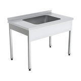 Gemüsewaschtisch, Wandmontage, 1400×700×850 mm, Edelstahl – Produktbild