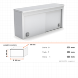 Wandschrank mit Schiebetüren, 1400×300×600 mm, Wandmontage – Abmessungen