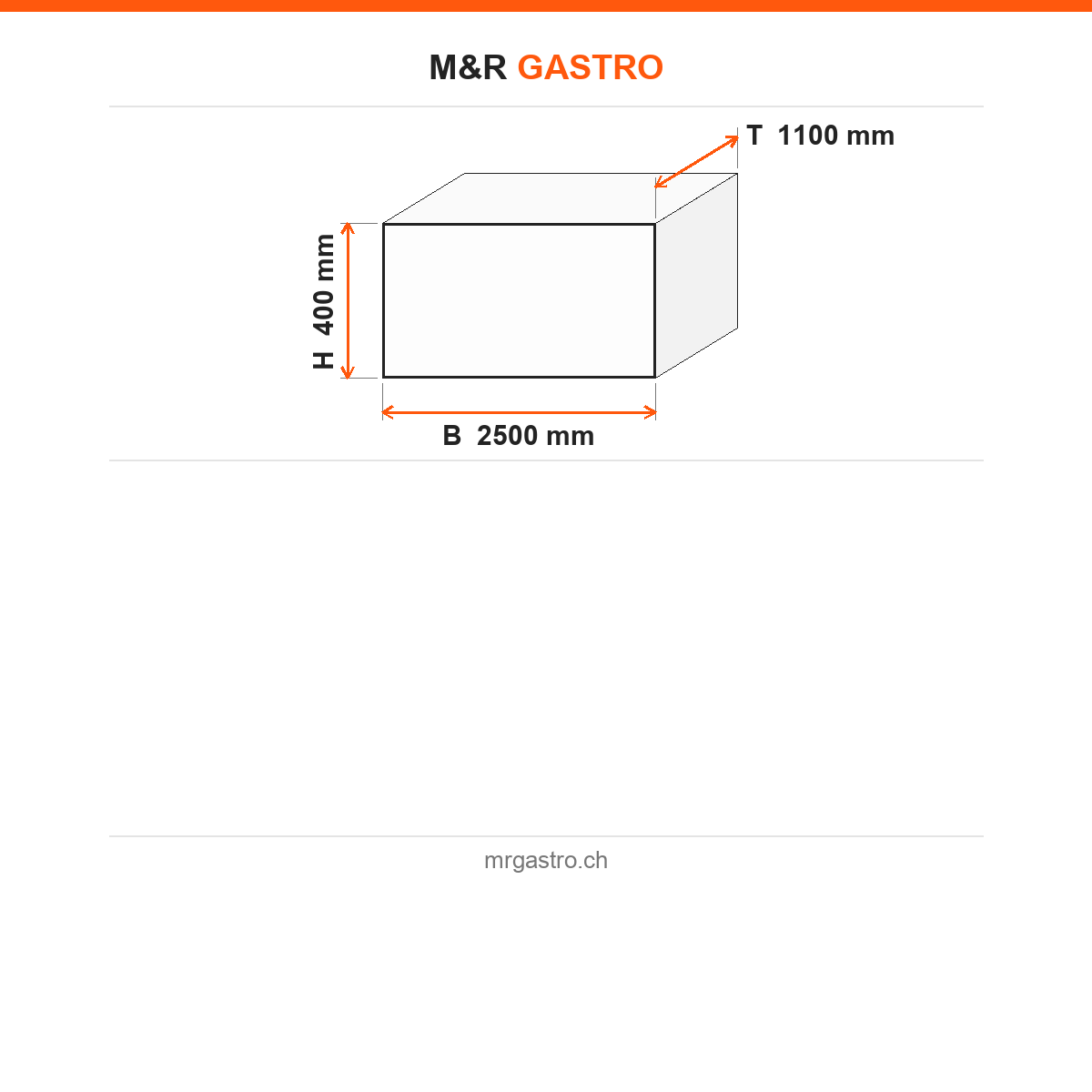 Dunstabzugshaube Wandhaube, Kastenform, 4 Filter, 2500×1100×400 mm, Edelstahl – Technische Daten