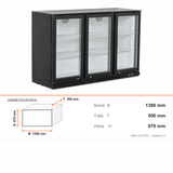 Flaschenkühler, 3 Türen, 310 L, 1380×500×870 mm – Abmessungen