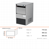 Eiswürfelbereiter, 90 kg/Tag, 715×595×945 mm – Abmessungen
