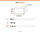 Eiswürfelbereiter, 450 kg/Tag, 762×819×1831 mm – Technische Daten