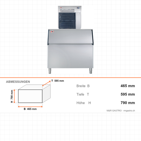 Eisflockenbereiter, 85 kg/Tag, 465×595×790 mm – Abmessungen