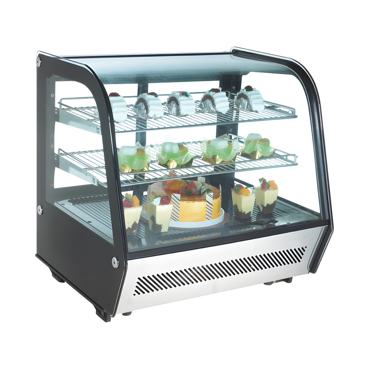Kühlvitrine, 120 l, Doppelglas, LED-Beleuchtung, 0/+12 °C, 2 Ablagen, 702×568×686 mm – Produktbild