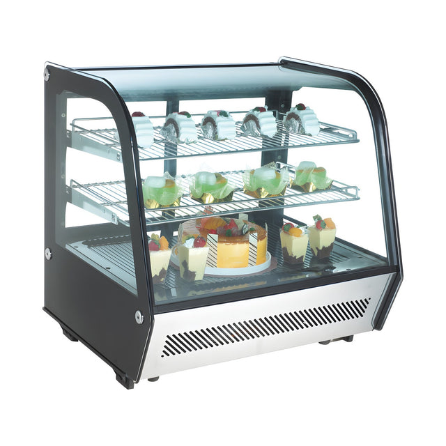 Kühlvitrine, 120 l, Doppelglas, LED-Beleuchtung, 0/+12 °C, 2 Ablagen, 702×568×686 mm – Produktbild
