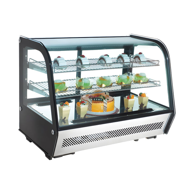 Kühlvitrine, 160 l, Doppelglas, LED-Beleuchtung, 0/+12 °C, 2 Ablagen, 880×568×686 mm – Produktbild