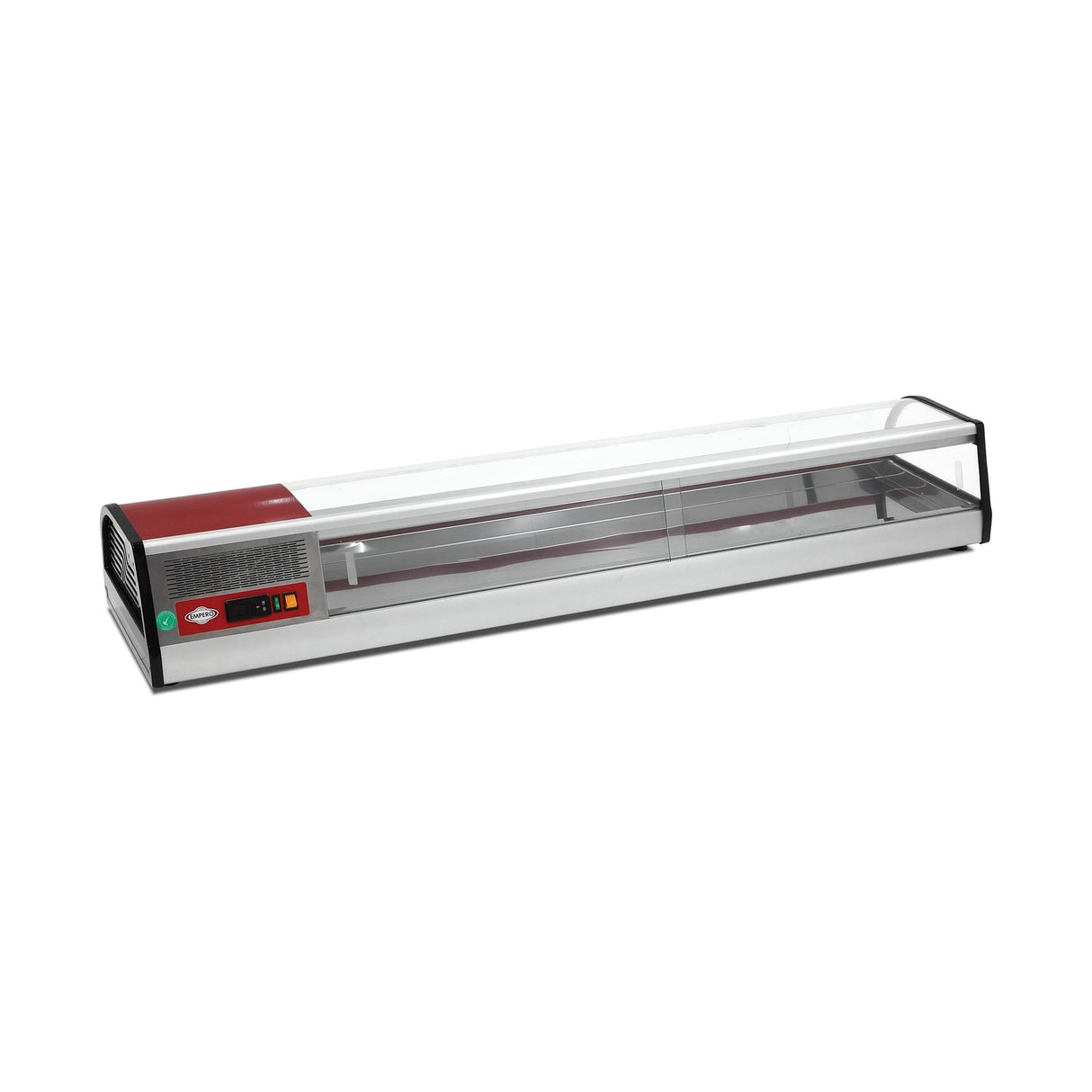 Sushivitrine, 6 GN 1/3, gebogenes Sicherheitsglas, LED-Beleuchtung, -1/+1 °C, 1400×400×250 mm – Produktbild