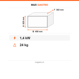 Kaffeevollautomat, Touch-Display, Espresso, Cappuccino und Latte, automatisches Wassernachfüllsystem, 1,4 kW, 450×302×625 mm – Technische Daten