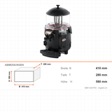 Heißgetränkespender, 10 L, Thermostatsteuerung 0/85 °C, 1 kW, 410×280×580 mm – Abmessungen