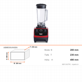 Bar-Blender, 2 L, 1,5 kW, mechanische Bedienung, Polycarbonat-Behälter, 200×230×490 mm – Abmessungen