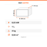 Zitruspresse, Edelstahl, automatische Tresterentfernung, Turbo-Taste, 6300 U/min, 430 W, 205×310×360 mm – Technische Daten