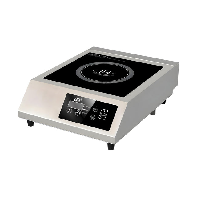 Induktionsherd, 1 Zone, 0,5–3 kW, Keramik-Kochfeld, Timer, 340×440×120 mm, Edelstahl – Produktbild
