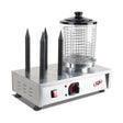 Hot Dog Maker, 4 Spieße, 0,75 kW, Edelstahl, Glaszylinder zum Warmhalten, Temperatur einstellbar, 300×480×445 mm – Produktbild